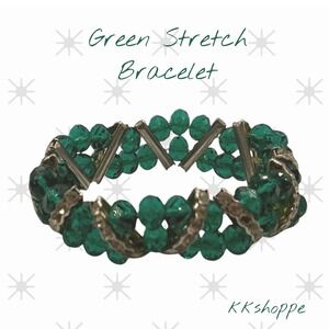 Sparkling Emerald Green Beaded Stretch Bracelet Christmas